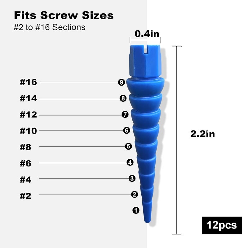 Haespot Blue 12PCS Stripped Screw Hole Repair Anchor, Door Hinge Screw Hole Filler, Multi Use Wall Anchors, Fits Wood Screws Sizes #2 to #16 - Image 2